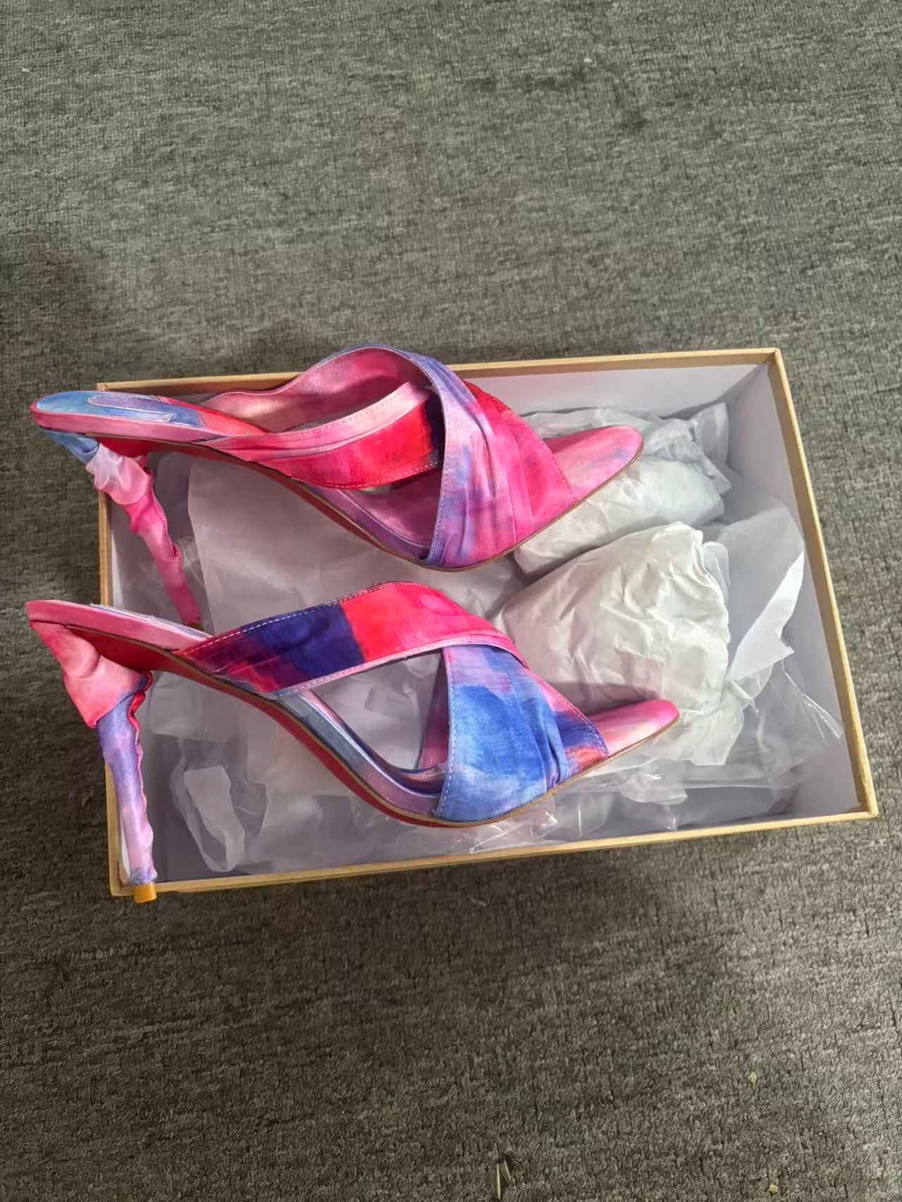 Women's Pink-Blue Tie-Dye Sati - Slip Dress Satin incelemesi ve fiyatı