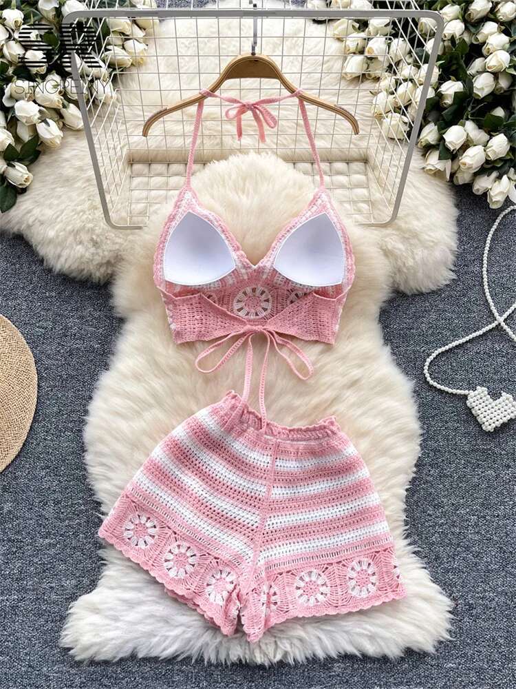 Beach Vacation Knit 2pcs Suits - Cami Top Lace incelemesi ve fiyatı