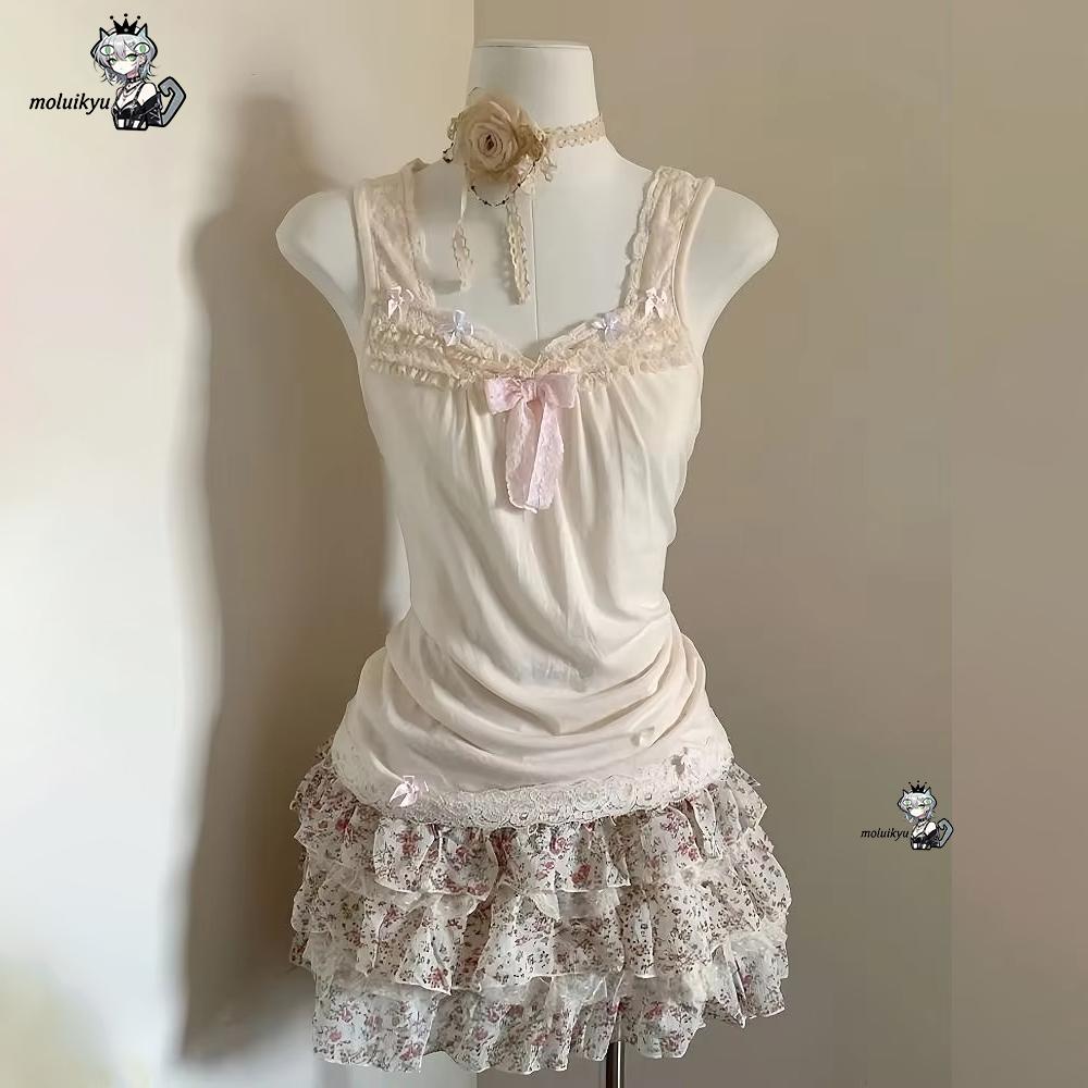 Women Y2K 2Pcs Outfit Set Lace - Cami Top Lace incelemesi ve fiyatı
