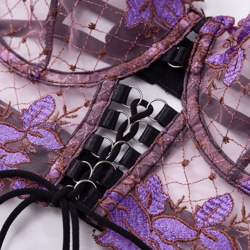Bikini Thin Embroidered Bra Se - Garter Belt Set incelemesi ve fiyatı