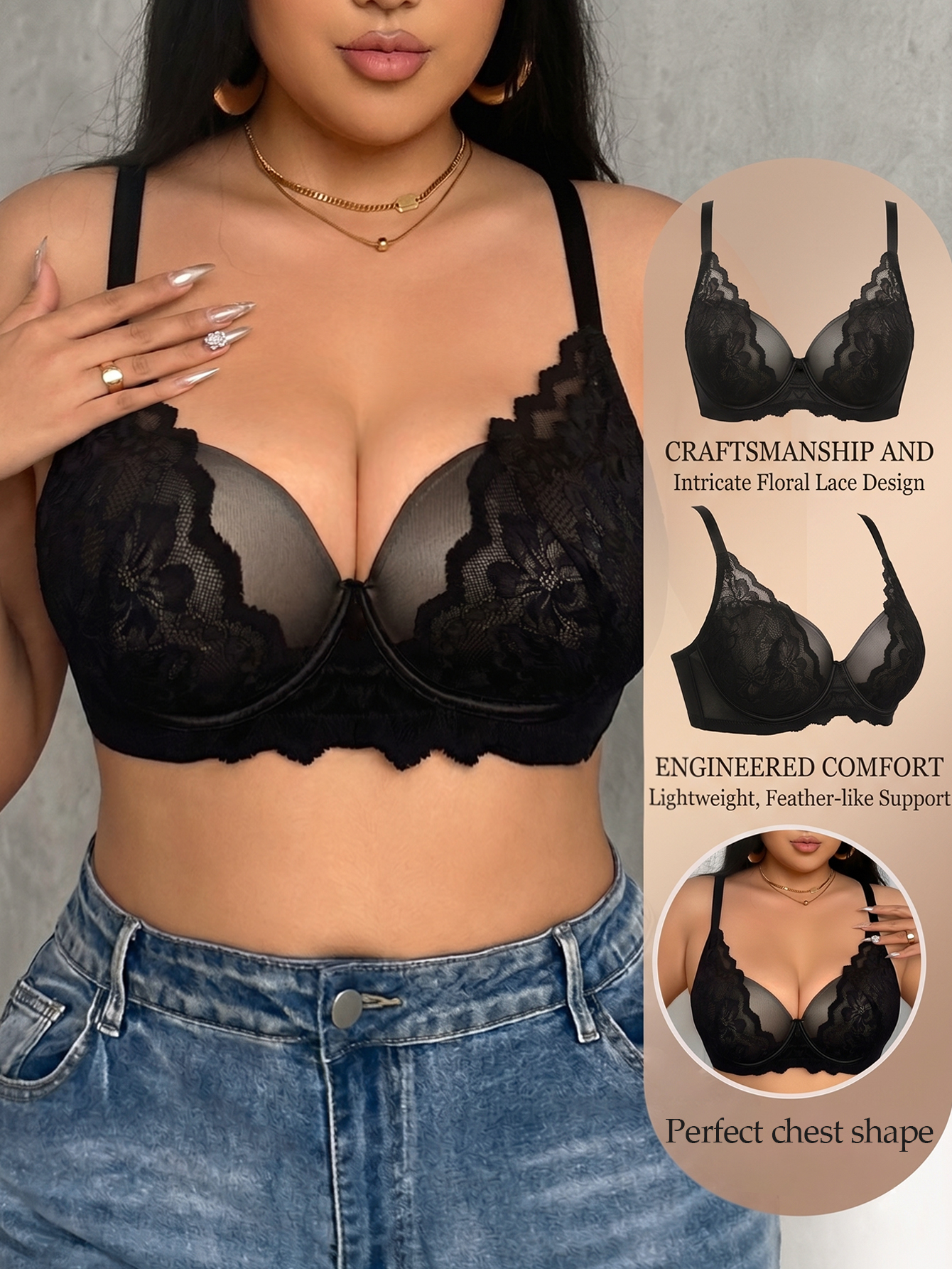 Wide Strap Plus Size Women Bra - Push Up Bra Padded incelemesi ve fiyatı