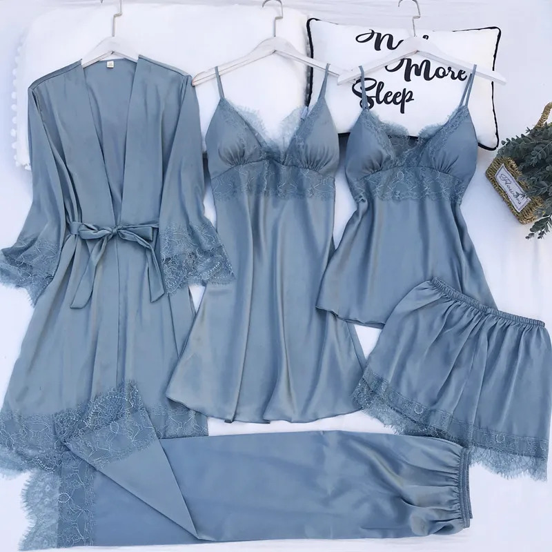 Pajamas Set Silk Satin Womens  - Robe Silk Women incelemesi ve fiyatı