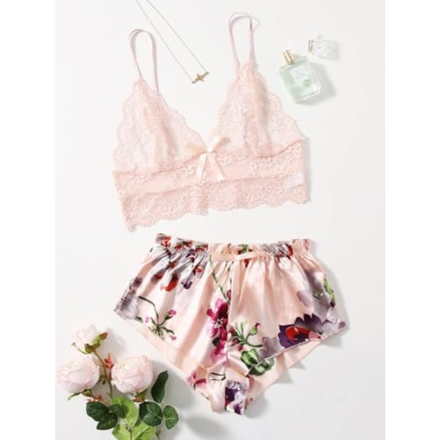 Women's 2 Pcs Lingerie Floral  - Cami Top Lace incelemesi ve fiyatı