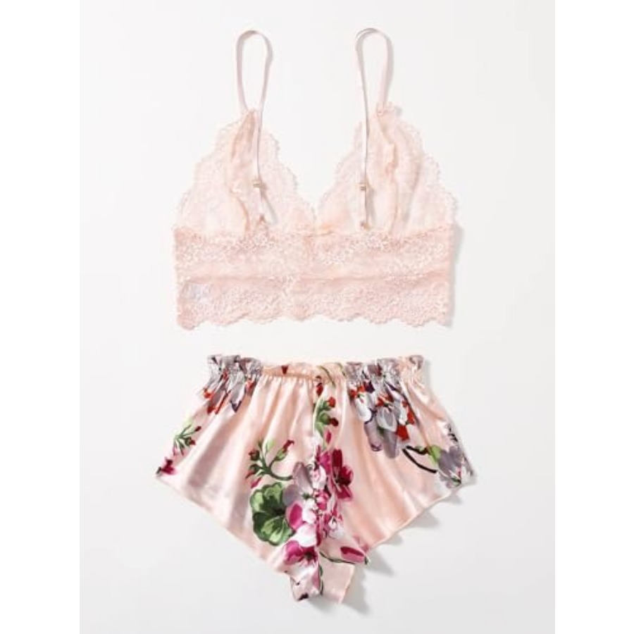 Women's 2 Pcs Lingerie Floral  - Cami Top Lace incelemesi ve fiyatı