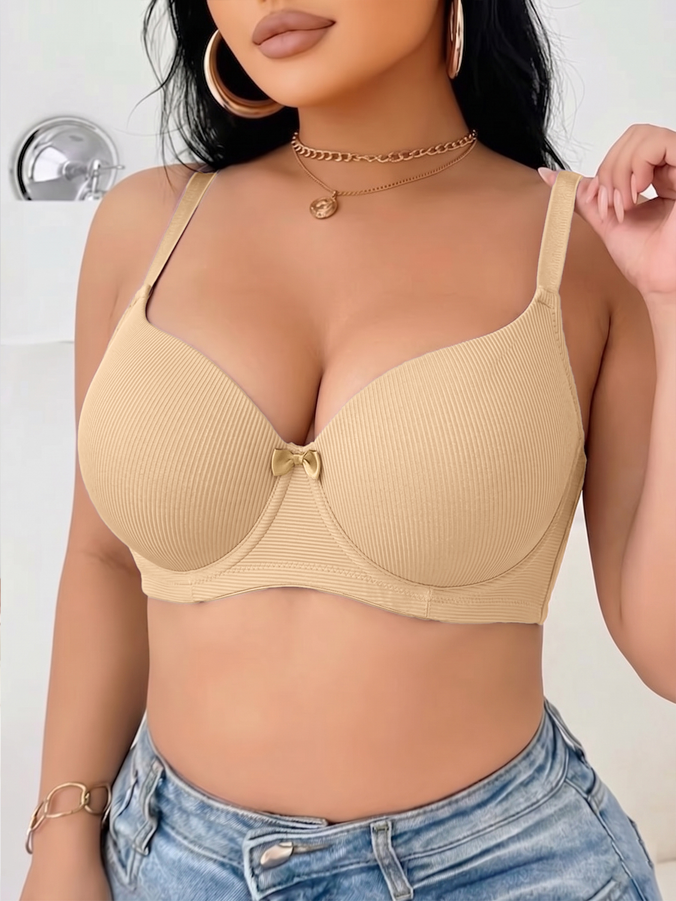 Plus Size Ribbed Women Bra Thi - Push Up Bra Padded incelemesi ve fiyatı